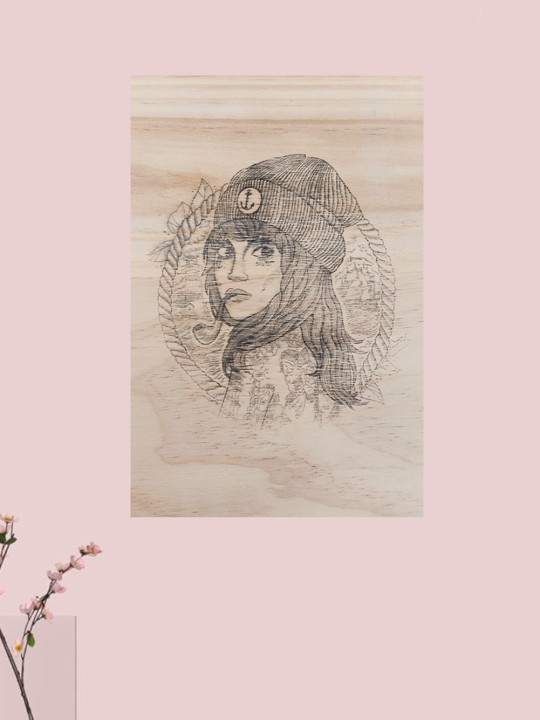 Wooden Table Transfer Woman Captain