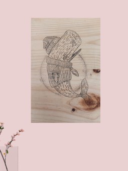 Wooden Table Transfer Whale Sailor