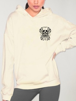 Sweat à capuche Femme Blanc Cassé Spider Skull