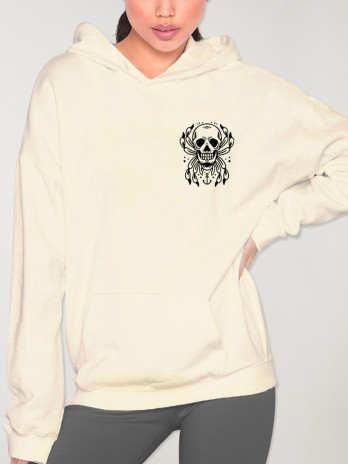 Sweat à capuche Femme Blanc Cassé Spider Skull