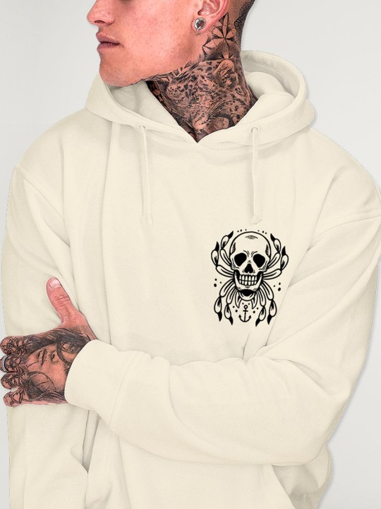 Kapuzenpullover Herren gebrochenem Weiß Spider Skull