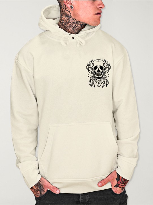 Kapuzenpullover Herren gebrochenem Weiß Spider Skull