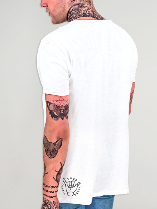 T-shirt Herren mit U-Ausschnitt Weiß Spider Skull