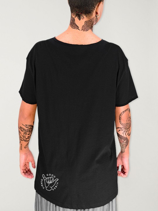 T-shirt Herren mit U-Ausschnitt Schwarz Lightning
