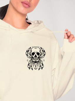 Sweat à capuche Femme Blanc Cassé Spider Skull