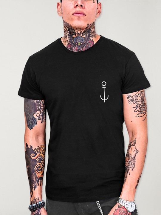 Men T-Shirt Black Artistic Anchor