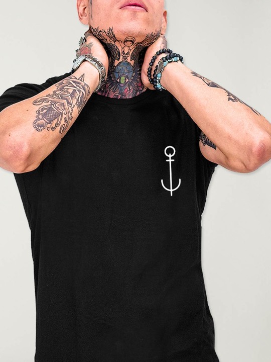 T-shirt Homme Noir Artistic Anchor