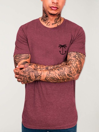 Men T-Shirt Burgundy Palm Anchor Tree