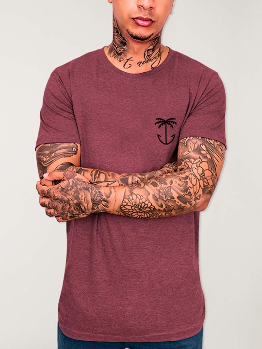 T-shirt Herren Burgunderrot Palm Anchor Tree