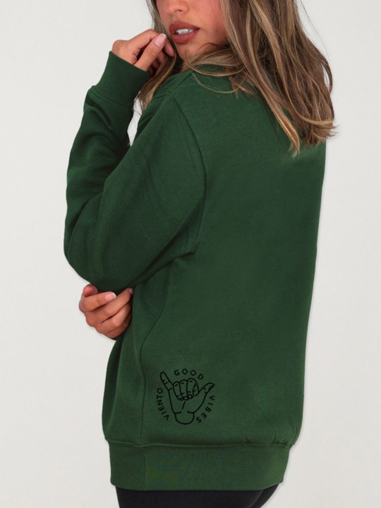 Women Sweatshirt Green Black Point