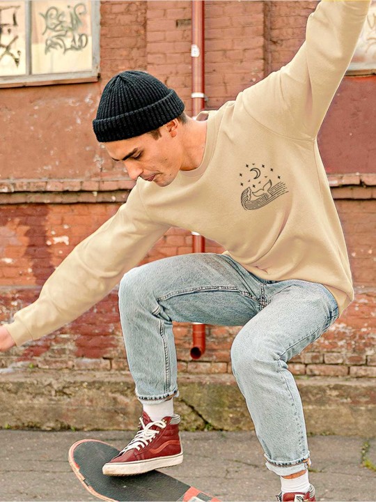 Men Sweatshirt Black Sand Ocean Vibes