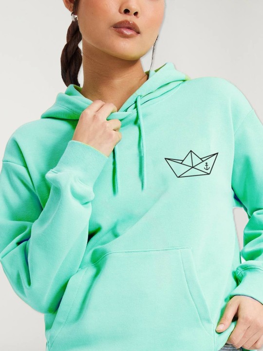 Sweat à capuche Femme Vert Menthe Paper Ship