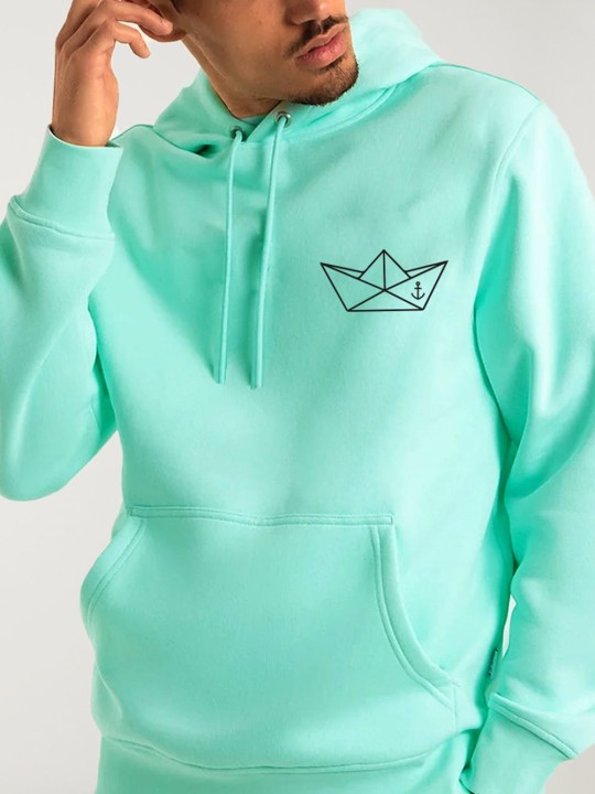 Sweat à capuche Homme Vert Menthe Paper Ship