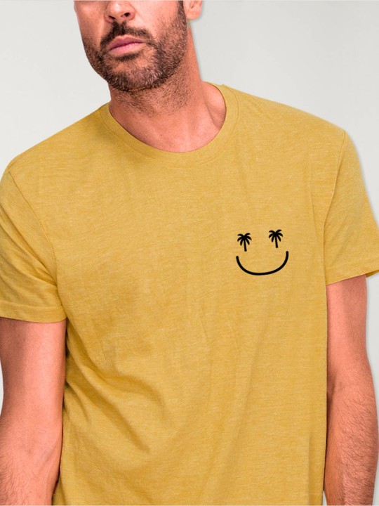 T-shirt Herren Senf Smiley Palm