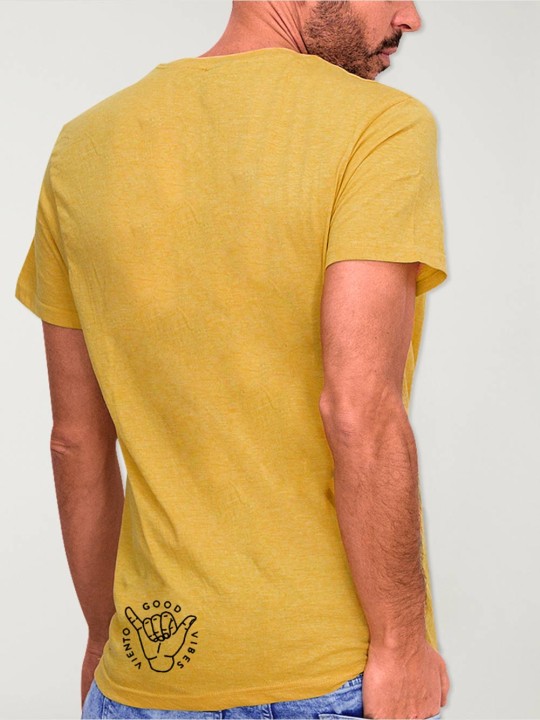 T-shirt Herren Senf Smiley Palm