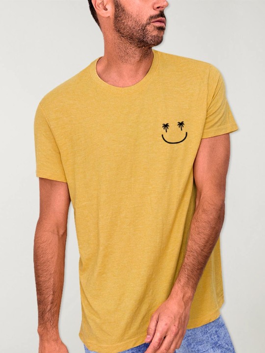 T-shirt Herren Senf Smiley Palm