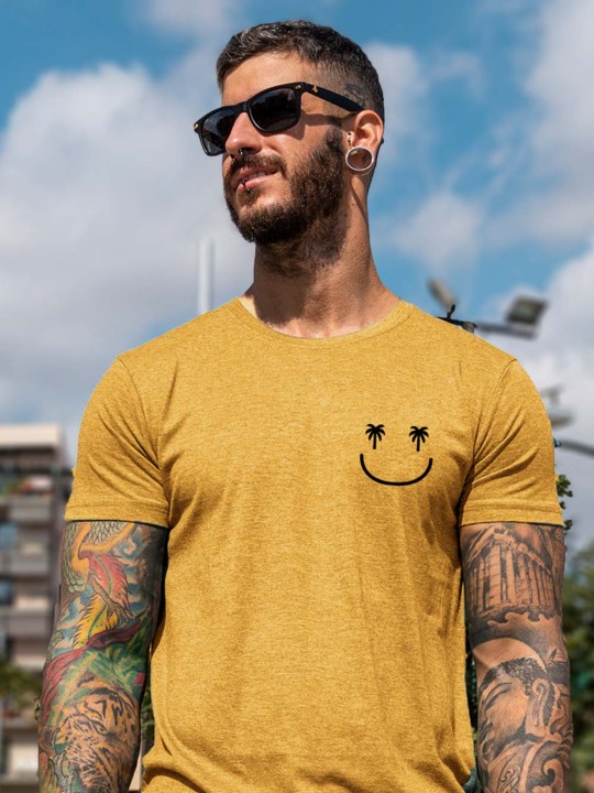 T-shirt Homme Moutarde Smiley Palm