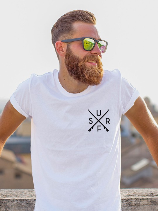 Men T-Shirt White Square Surf