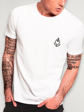 T-shirt Homme Blanc Heart Anchor