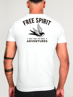 T-shirt Homme Blanc Backside Free Spirit