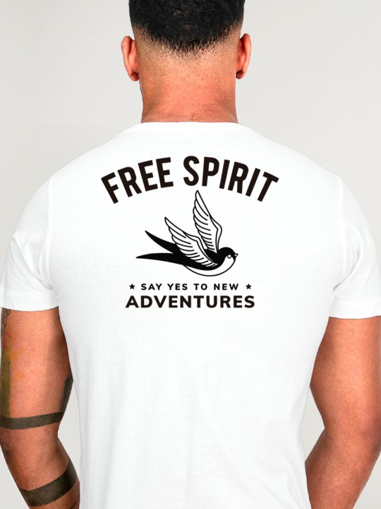 T-shirt Homme Blanc Backside Free Spirit