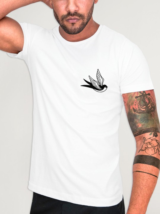 T-shirt Homme Blanc Backside Free Spirit