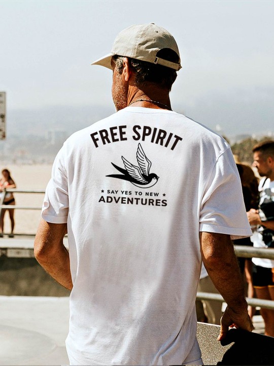 T-shirt Homme Blanc Backside Free Spirit