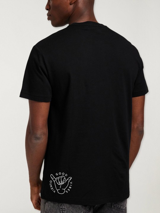 Men T-Shirt Black Paper Ship