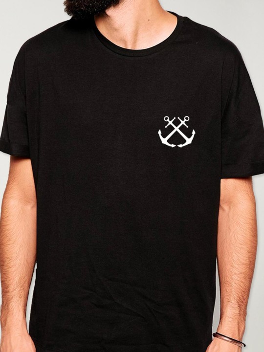 T-shirt Herren Schwarz Crossed Anchors