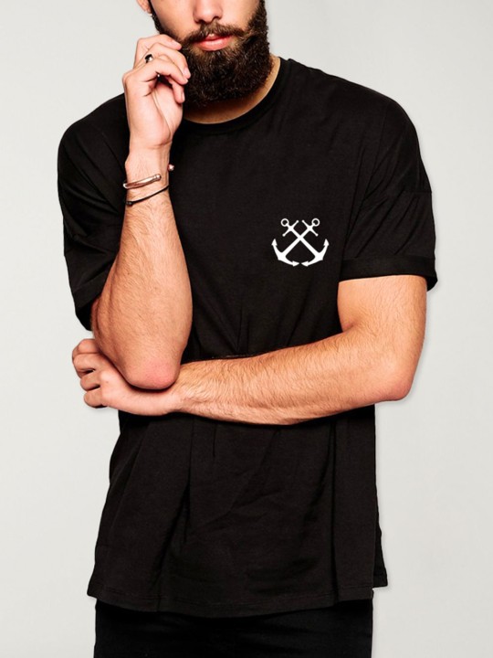 T-shirt Herren Schwarz Crossed Anchors