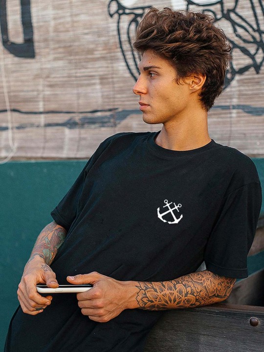 T-shirt Herren Schwarz Crossed Anchors