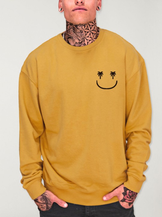 Sweatshirt de Hombre Mostaza Smiley Palm