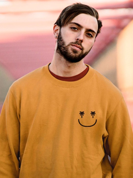Men Sweatshirt Mustard Smiley Palm