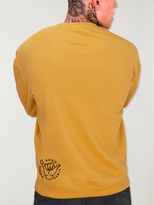 Sweatshirt Herren Senf Smiley Palm