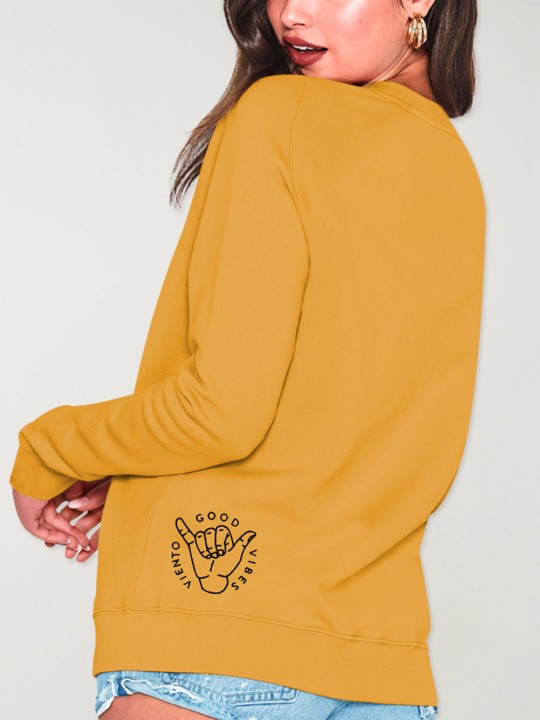 Sweatshirt de Mujer Mostaza Smiley Palm