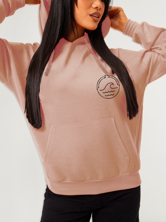 Sweat à capuche Femme Vintage Rose Coral