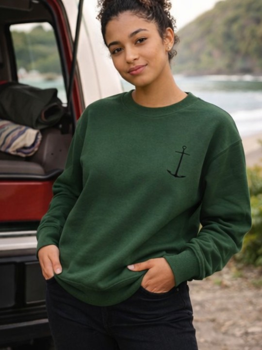 Women Sweatshirt Green Black Point