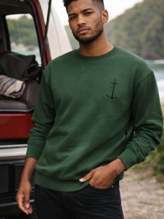 Men Sweatshirt Green Black Point