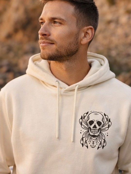 Kapuzenpullover Herren gebrochenem Weiß Spider Skull