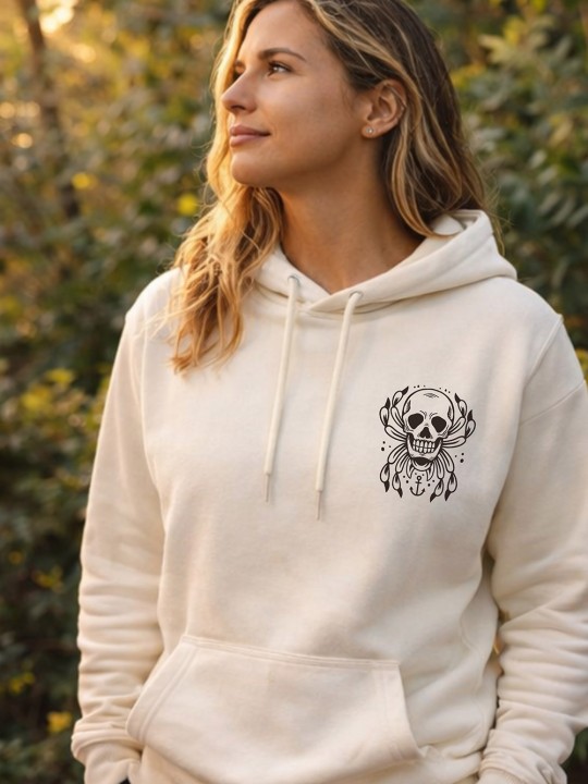Sudadera de Mujer Blanco Hueso Spider Skull