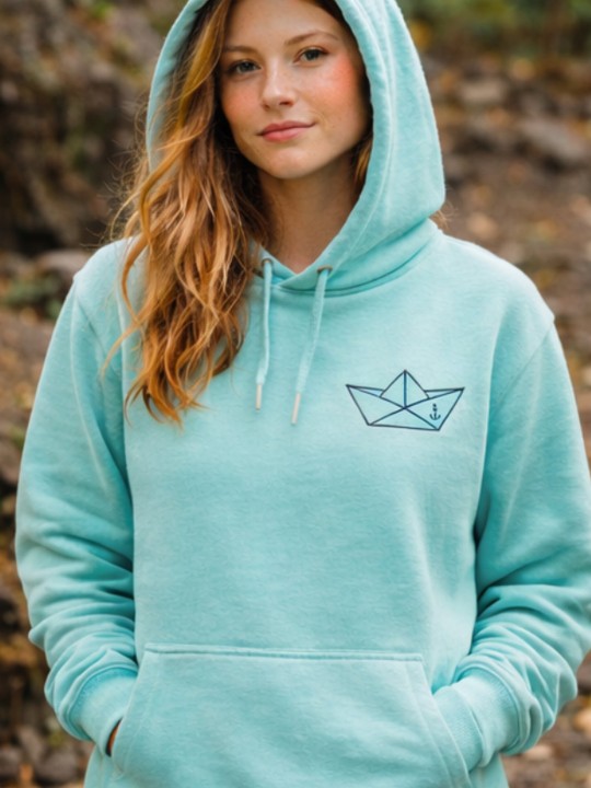 Sweat à capuche Femme Vert Menthe Paper Ship