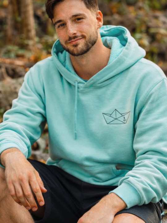Hoodie Uomo Verde Menta Paper Ship