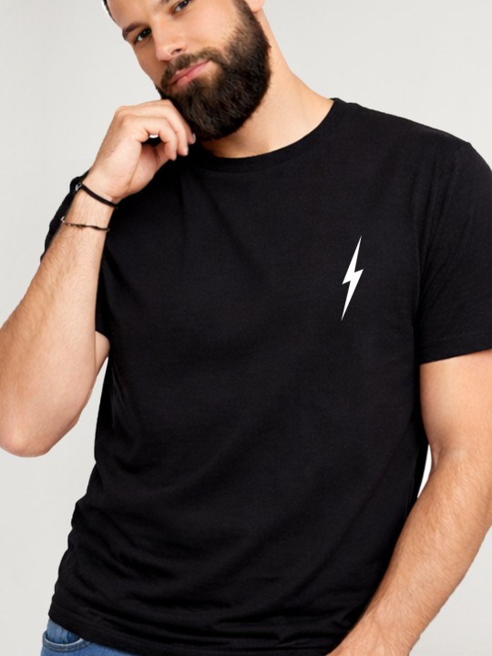 Men T-Shirt Black Lightning