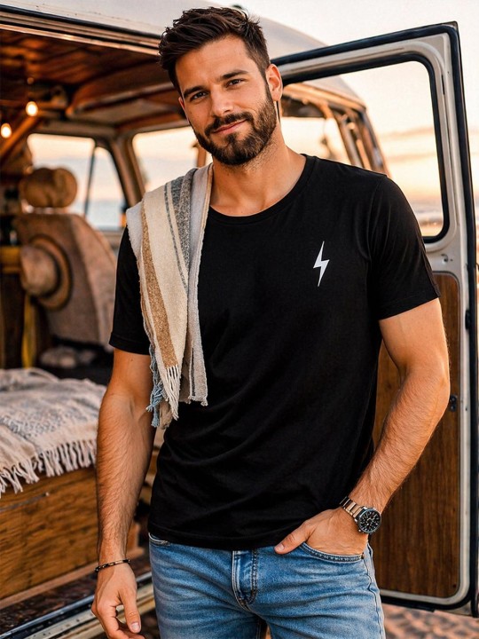 T-shirt Homme Noir Lightning