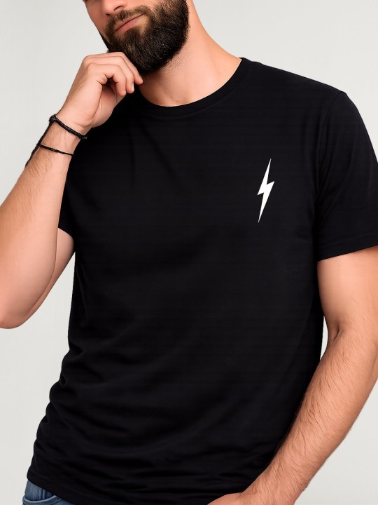Men T-Shirt Black Lightning