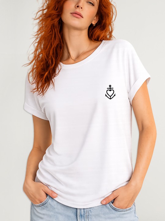T-shirt Femme Blanc Heart Anchor
