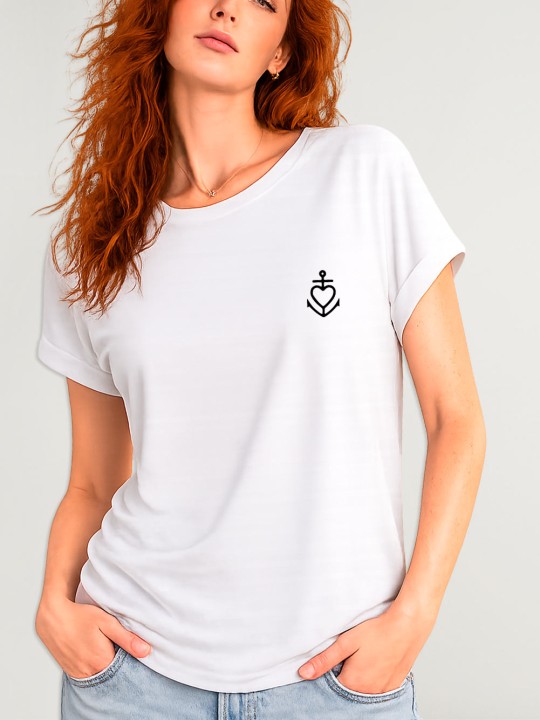 Women T-shirt White Heart Anchor