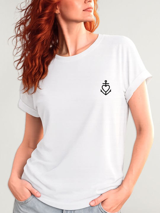 Camiseta de Mujer Blanca Heart Anchor