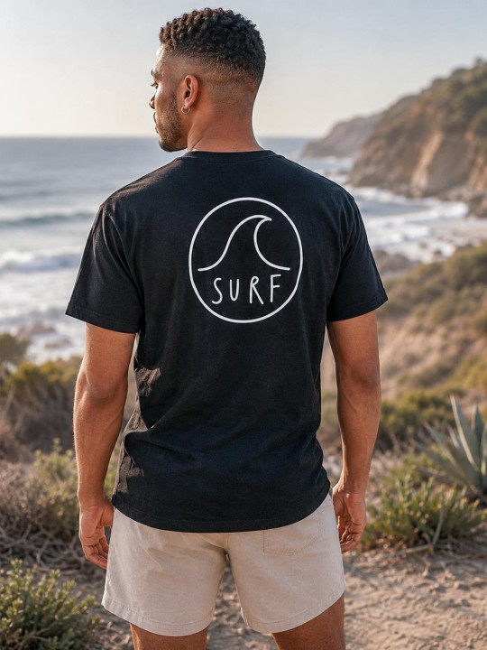 Maglietta Uomo Nera Backside Surf Logo