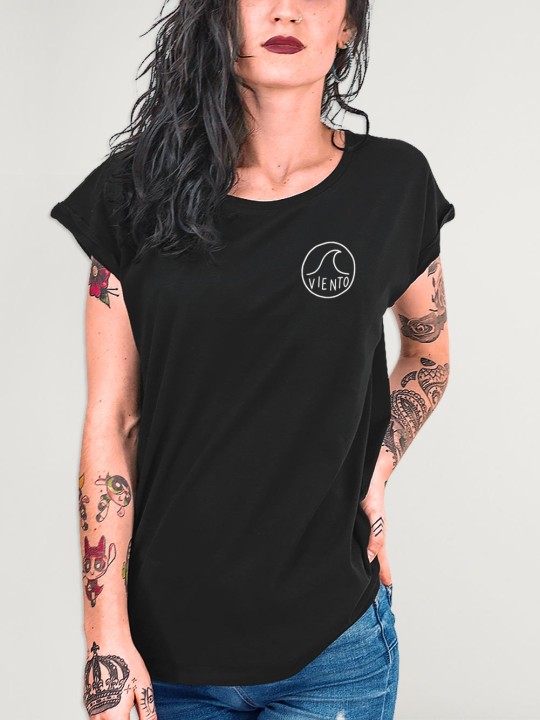 T-shirt Femme Noir Surf Logo